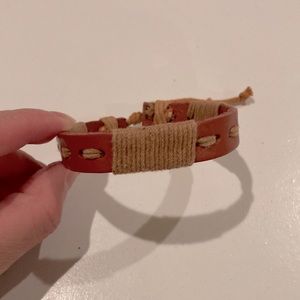 Leather and rope bracelet, brown